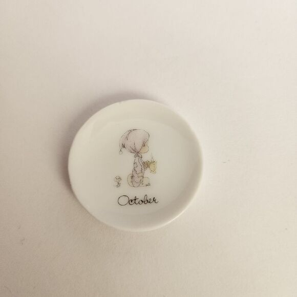 Enesco Precious Moments Porcelain Miniature Plate and Cup of The Month October - Picture 2 of 5